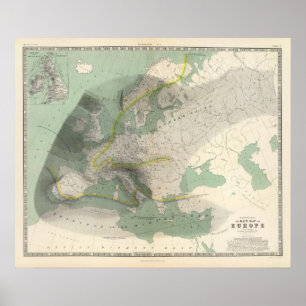 Hyetographic map Europe Poster