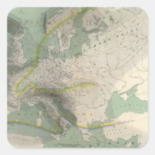 Hyetographic map Europe Square Sticker