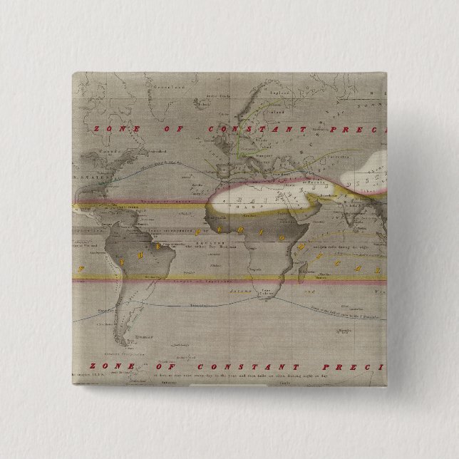 Hyetographic rain map 15 cm square badge (Front)