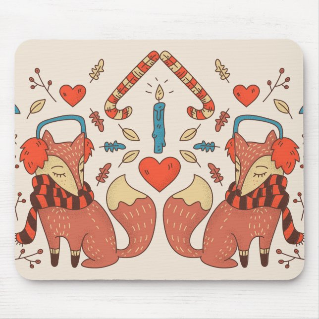 Hygee Christmas Fox Mouse Mat (Front)