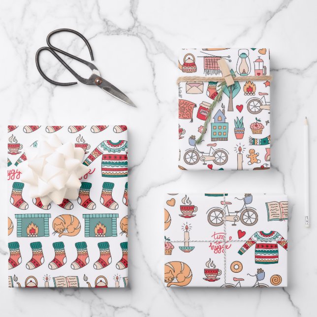 Hygee Christmas Jumper Pattern Wrapping Paper Sheet (Front)