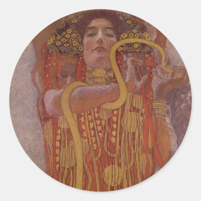 Hygeia by Gustav Klimt Classic Round Sticker (Front)