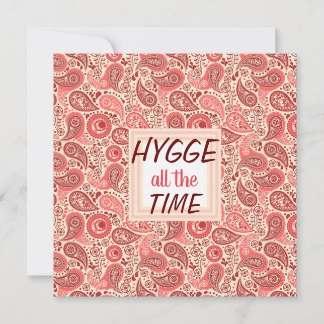 HYGGE all the Time Cosy Pink Paisley Card (Front)