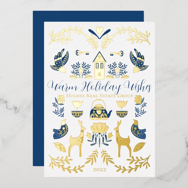 Hygge Blue | Yellow Unique Warm Holiday Wishes (Front/Back)