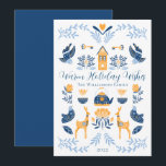 Hygge Blue | Yellow Unique Warm Holiday Wishes<br><div class="desc">Perfect for your winter holiday greetings,  this unique "Warm Holiday Wishes" editable design features an array of hygge style graphics arranged into a unique pattern that is cosy and cheerful.  Composite design by Holiday Hearts Designs.</div>