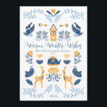 Hygge Blue | Yellow Unique Warm Winter Wishes Holiday Card<br><div class="desc">Perfect for your winter holiday greetings,  this unique "Warm Winter Wishes" editable design features an array of hygge style graphics arranged into a unique pattern that is cosy and cheerful.  Composite design by Holiday Hearts Designs.</div>