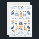 Hygge Blue | Yellow Unique Warm Winter Wishes Holiday Card<br><div class="desc">Perfect for your winter holiday greetings,  this unique "Warm Winter Wishes" editable design features an array of hygge style graphics arranged into a unique pattern that is cosy and cheerful.  Composite design by Holiday Hearts Designs.</div>