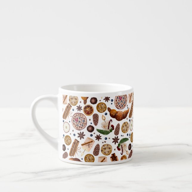 Hygge Christmas Cookie Pattern Espresso Cup (Left)