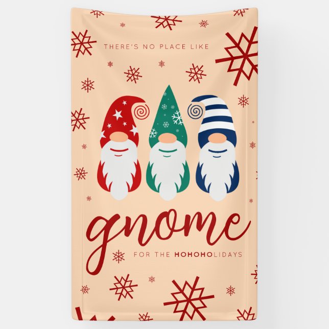 Hygge Christmas Gnome for the Holidays Snowflakes Banner (Vertical)