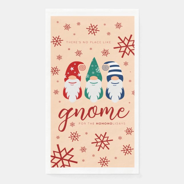 Hygge Christmas Gnome for the Holidays Snowflakes Napkin (Front)