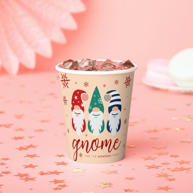 Hygge Christmas Gnome for the Holidays Snowflakes Paper Cups (Insitu)