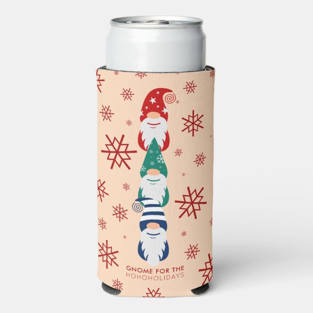 Hygge Christmas Gnome for the Holidays Snowflakes Seltzer Can Cooler (Seltzer Back)