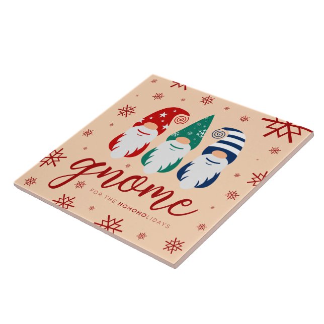 Hygge Christmas Gnome for the Holidays Snowflakes Tile (Side)