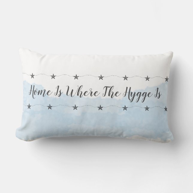 Hygge Cosy Home Quote & Brushstrokes Lumbar Cushion (Front)