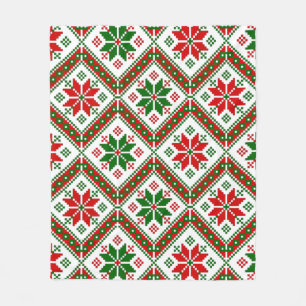 hygge cottagecore christmas poinsettia fleece blanket