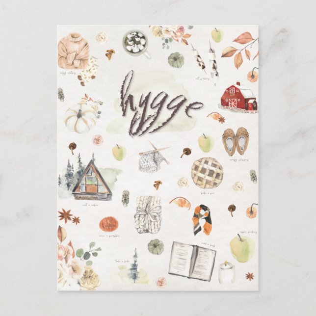 Hygge Fall Autumn October  Postcard (Front)