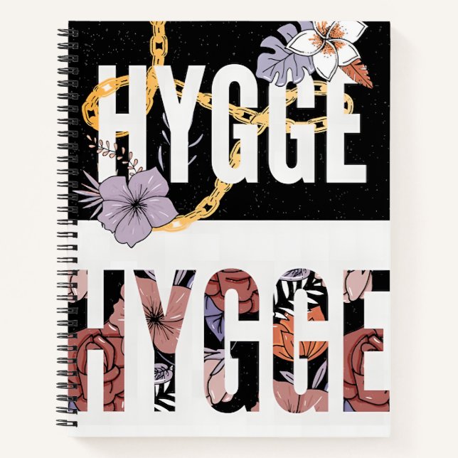 HYGGE Floral Comfort Aesthetic T-Shirt – Cosy Nord Notebook (Front)