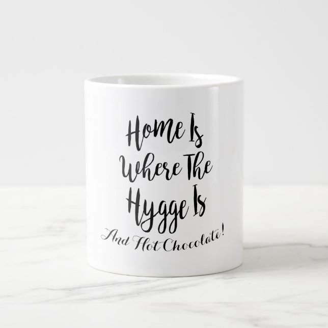 Hygge Home Hot Chocolate Typography Large Coffee Mug (Front)