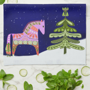 Hygge Horse Winter Scene Kitchen Tea Towel