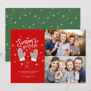 Hygge Mittens 2 Photo Christmas Holiday Flat Card