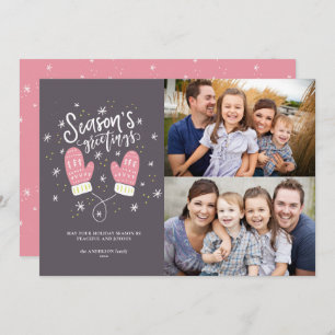Hygge Mittens 2 Photo Christmas Holiday Flat Card