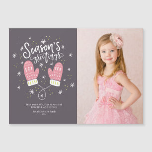 Hygge Mittens Christmas Holiday Magnetic Card