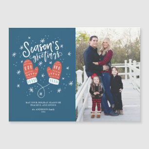 Hygge Mittens Christmas Holiday Magnetic Card