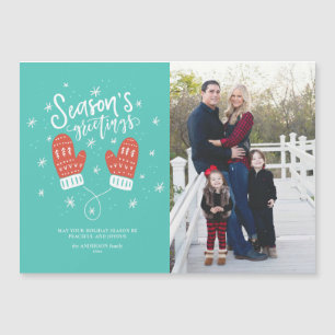 Hygge Mittens Christmas Holiday Magnetic Card