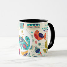 Hygge Mugs Cosy Cat Personalised Pretty Folk Art