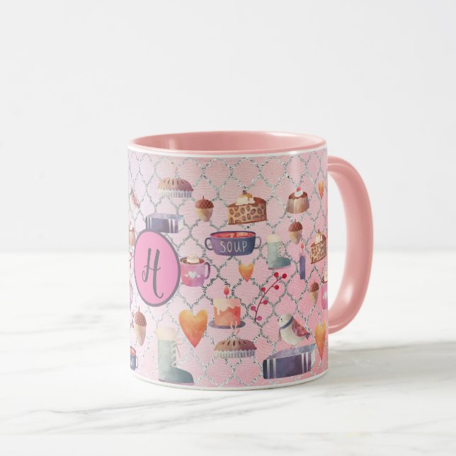 Hygge Mugs Cosy Life Personalised Folkart Pink (Front Right)
