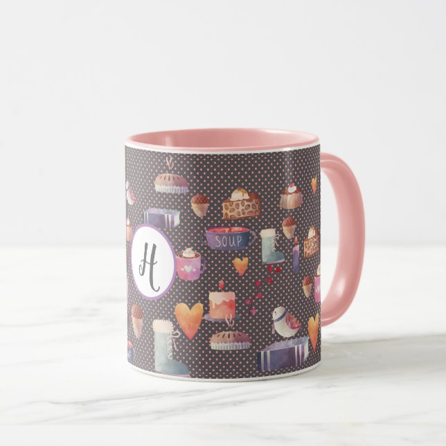 Hygge Mugs Cosy Life Personalised Pretty Folk Art (Front Right)