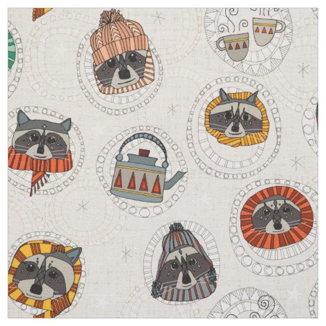 hygge raccoons fabric (Swatch)