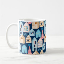 Hygge Scandinavian Nordic Houses Christmas pattern