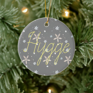 Hygge Snow Flowers Customisable Ceramic Tree Decoration