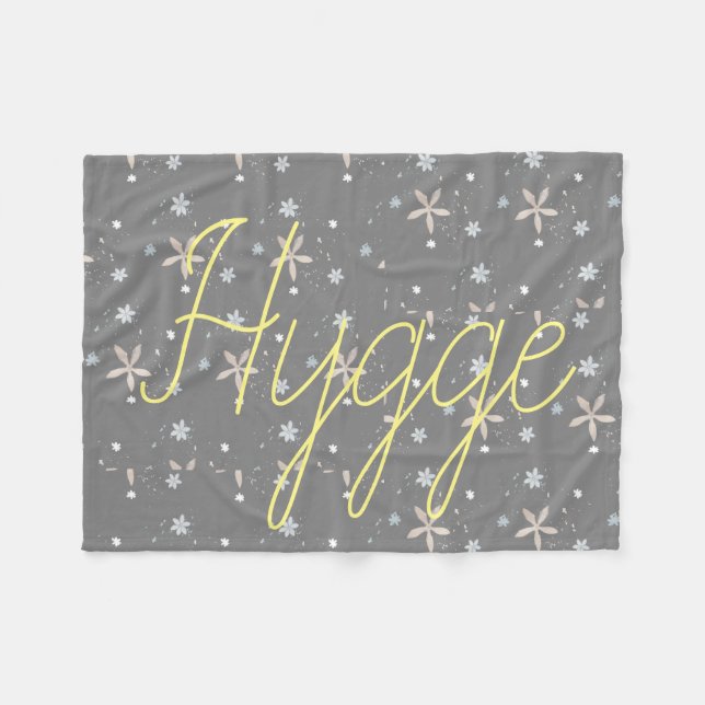 Hygge Snow Flowers Fleece Blanket (Front (Horizontal))