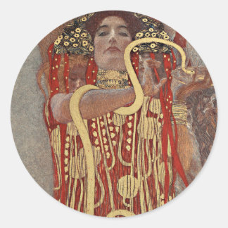 Hygieia by Gustav Klimt, Vintage Art Nouveau Classic Round Sticker