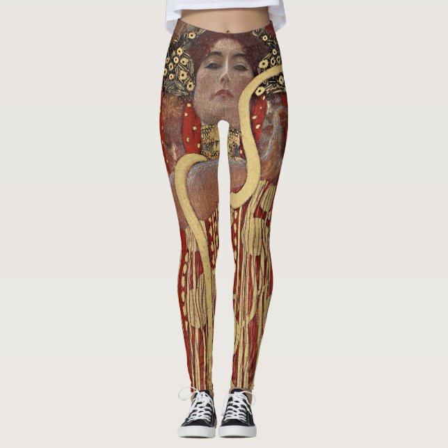 Hygieia by Gustav Klimt, Vintage Art Nouveau Leggings (Front)