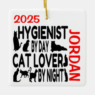 Hygienist Loves Cats CUSTOM Ceramic Ornament