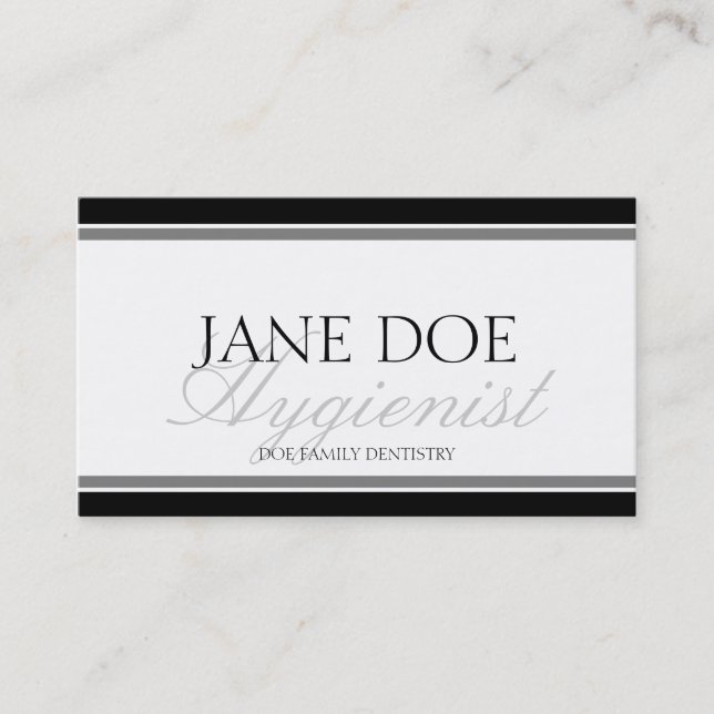 Hygienist Silver Script Business Card (Front)