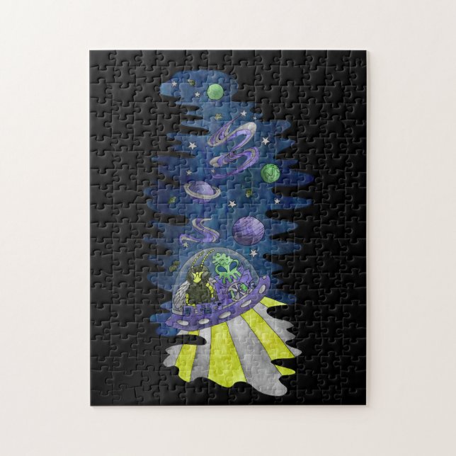 Hylaeus Bee with Alien in Space Galaxy star puzzle (Vertical)