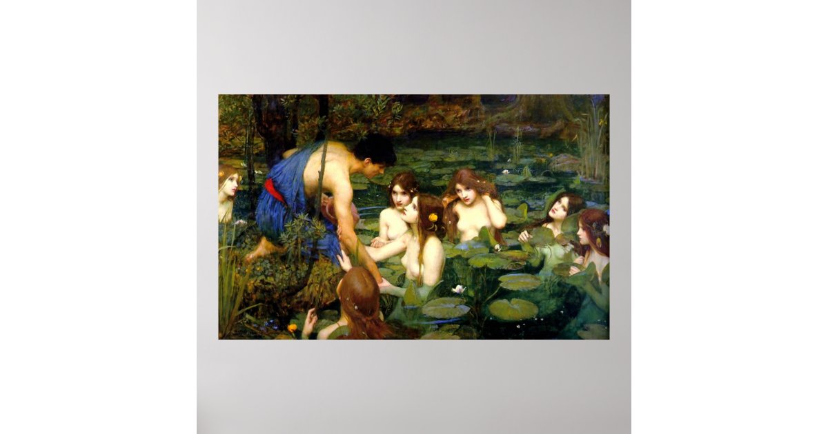 hylas and the nymphs 1896 fine art canvas poster zazzle business anniversary stickers