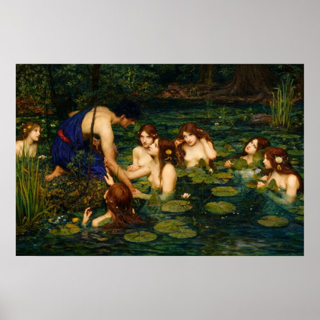 Hylas and the Nymphs by John William Waterhouse Poster (Front)