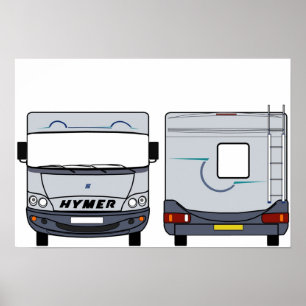 Hymer Motorhome Front  Back  Colour Poster