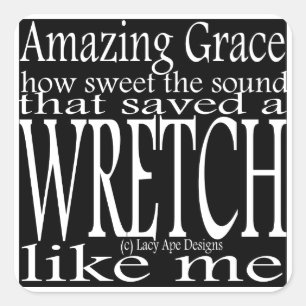 Hymn Amazing Grace (Black) Square Sticker