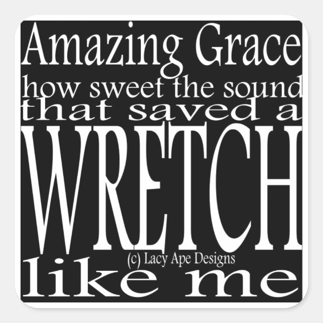 Hymn Amazing Grace (Black) Square Sticker (Front)