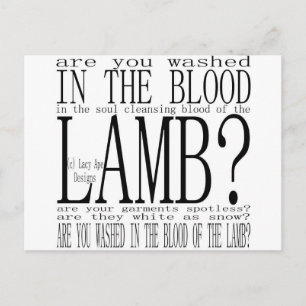 Hymn Are you Washed in the Blood (White) Postcard