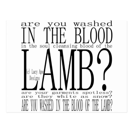 Hymn Are you Washed in the Blood (White) Postcard