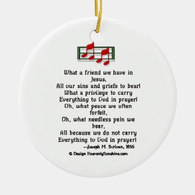 Hymn Ornament What a Friend (Front)
