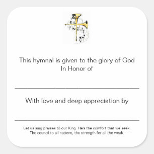 Hymnal Plates In Honour of Square Sticker