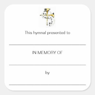 Hymnal Plates In Memory of Square Sticker